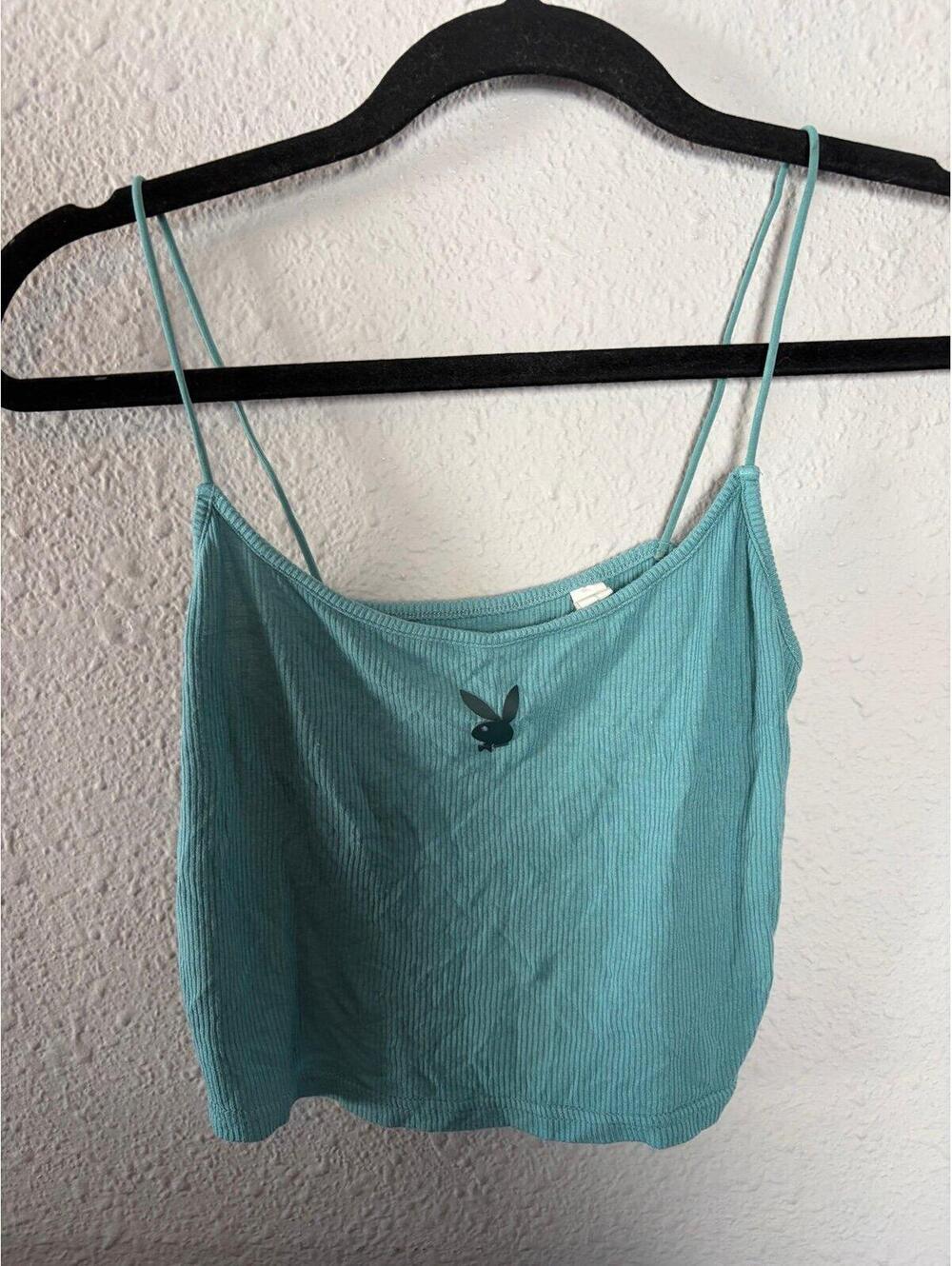 Playboy by Pacsun blue ribbed cropped tank size S